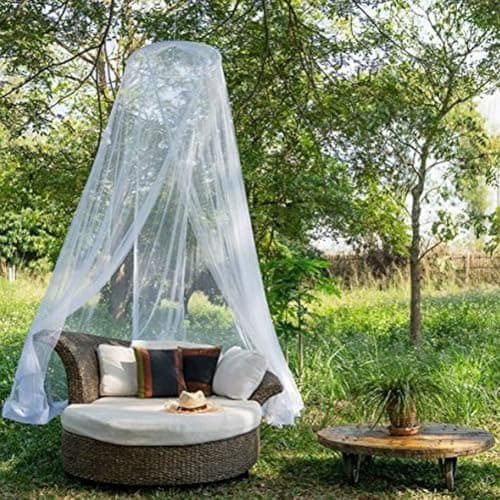 Twinkle Star Mosquito Net for Bed, 2.5M Tall Dome Bed Canopy with Fixing Nails & Rope, Fine Mesh Bed Net for Single Twin Full Queen King Size, White Canopy for Bedroom Camping Travel — view 5