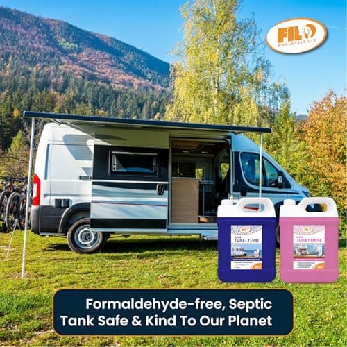Filo Blue Toilet Fluid 5L & Pink Toilet Rinse 5L - Caravan Toilet Chemicals (10L) for Motorhomes, Campervans & Portable Cassette Toilets - Eco-Friendly Waste Breakdown, Up to 50 Treatments Each — view 4