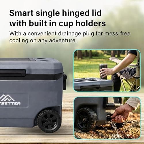 47L Cool Box with Ice Block | Heavy-Duty Insulated Hard Cooler | Keeps Ice for up to 4 Days | 2 Cup Holders| with handles & wheeles | Full foam insulation | Hard Cooler for Travel, Car,Camping — view 4