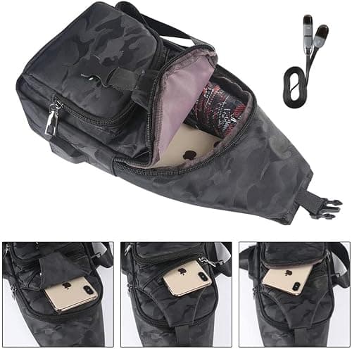flintronic Sling Bag, Chest Bag with USB Charging Port, Men Women Lightweight Crossbody For Hiking,Cycling, Traveling (Include 1*USB Cable) — view 6