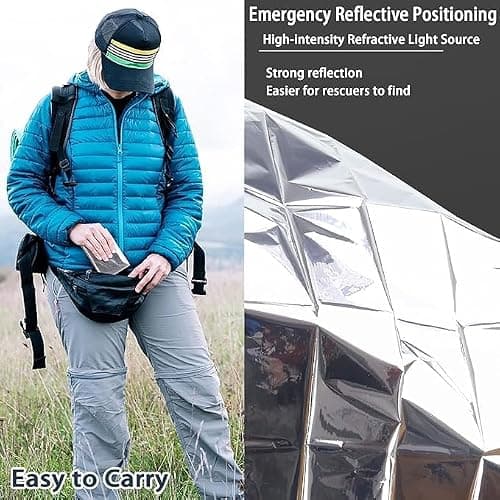 Deecam 12 Pack Mylar Emergency Thermal Foil Survival Space Blankets — view 5