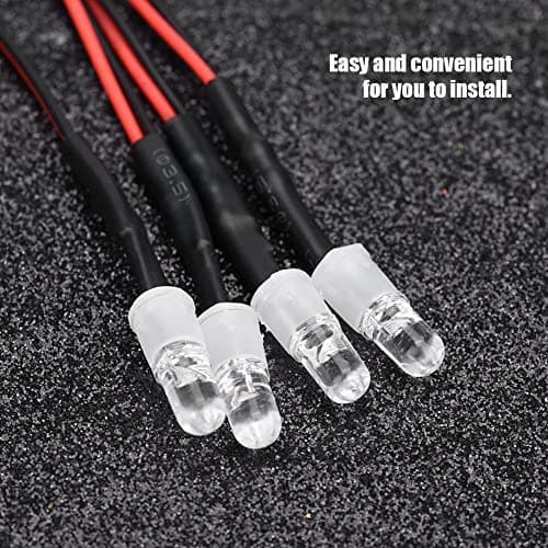 RC Car LED Lights, 4Pcs 5mm Headlight Taillight Headlamp Set for 1/10 Model Car Truck Accessory(13# White Light + Red Light) — view 3