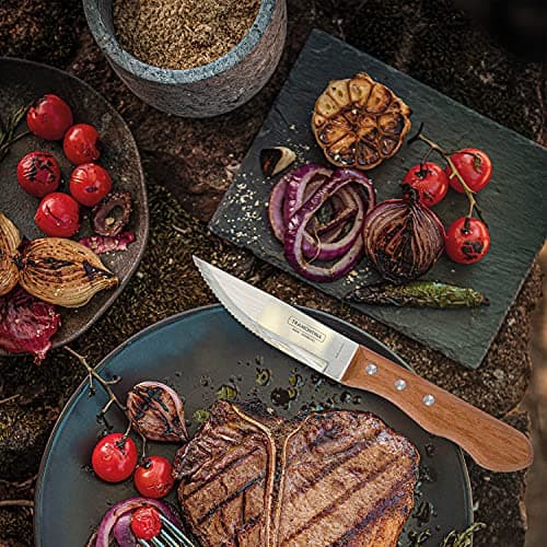 Tramontina 5” Jumbo Steak Knives Set of 4, Sharp Knife with Wooden Handle, ‎Camping, Kitchen, Rustic, 22399079 — view 4