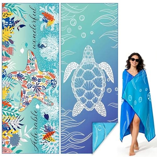 2 Pcs Microfibre Beach Towels for Adults,Microfibre Lightweight Beach Towel