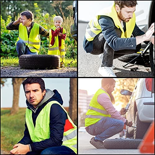 LJHOME 2 Pcs Car Emergency Warning Triangle and 2 Pcs Reflective Safety Vest Kit, Foldable Car Road Safety Reflective Safety Warning Triangle Kit for Car Truck SUV Breakdown — view 6