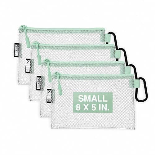 GOBAGS Air Production Small Clear Zipper Pouch (4-Pack) – Cable Organizer & Travel Gear Bag for Electronics, Camera Accessories, Tool Pouch & Small Tech Storage (Mint Green)