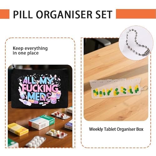 Medical Bag for Travel Holiday Medicine Organiser Pouch Black Zipper Medicine Bag with Weekly Pill Organiser for Travel Camping Home Tablet Dispenser Case for Women Men — view 5