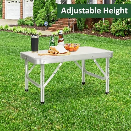 Youyijia 2FT Camping Table Folding Picnic Table Adjustable Height Multipurpose Party Dining small camping Table Lightweight with Carry Handle for Catering Buffet and Garden — view 6
