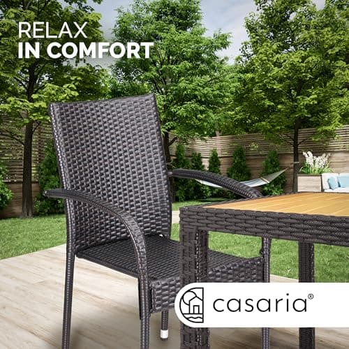 CASARIA® Garden Chairs Set of 4, Stackable Rattan Outdoor Dining Chairs — view 4