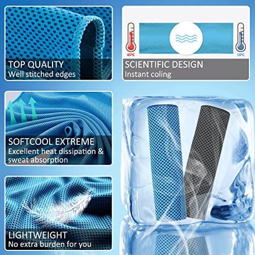 Surcotto Cooling Towel (40"x12"), Cooling Towels for neck, ice Cool Towel Gym towel for men & women, Gift for Golf, Tennis, Running, Marathon Runner, Triathlon,Fitness -Blue — view 3