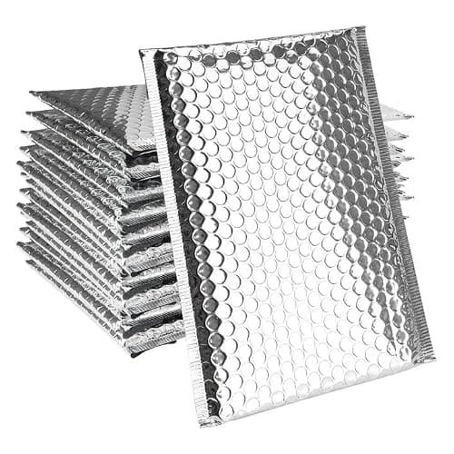 ZEONHEI 75 Pack 6 x 9 Inch Metallic Bubble Mailers, Silver Poly Padded Mailers Cushioned Envelopes, Foil Self Seal Shipping Bags for Mailing, Shipping, Packing