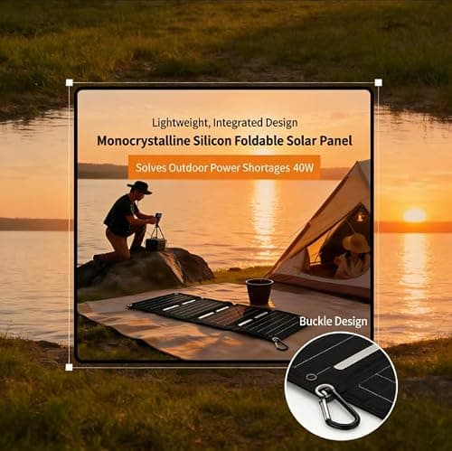 FAUOSWUK Foldable Solar Panels, 40W Portable Solar Charger Monocrystalline Silicon Fast Charging with Dual USB Output and 1 Type C, for Outdoor Travel Camping — view 2