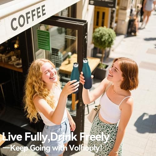 Volhoply 500ml Insulated Stainless Steel Water Bottle, Double Wall Vacuum Flask, Keeps Cold 24h & Hot 12h, Available in Packs of 1 or 4（Dark Night,1 Pack） — view 6