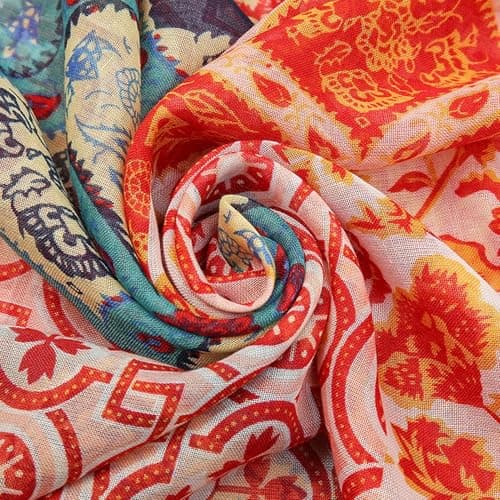 Boho Print Scarf - Soft Cotton Lightweight Wrap Retro Bohemian Style Fashion Accessory | Stylish Scarp With Comfortable Fabric For Autumn Winter Looks, Beach Travel, Summer — view 4
