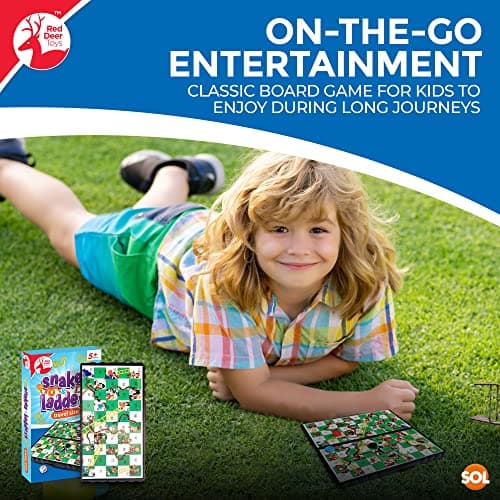 SOL Snakes and Ladders Travel Game - Magnetic Mini Board Game, Foldable — view 5