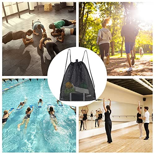 ZPZGOG Mesh Bag Drawstring Storage Backpack Mesh Beach Gym Swimming Bag — view 5