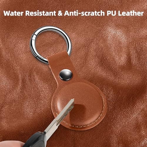 LETREEN Airtag Case, 4 Pack PU Leather Airtag Holder with Key Ring — view 4