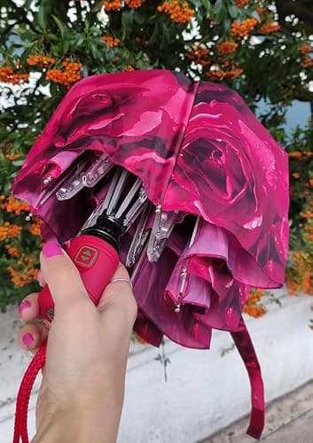Fulton Open & Close 4 Photo Rose Red Women's Umbrella Photo Rose Red Print One Size — view 6