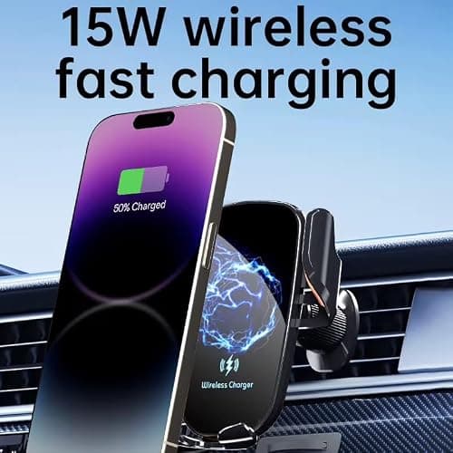 Car Phone Holder Wireless Charger, 15W Fast Wireless,Super Stable Air Vent Car Phone Mount Charger for iPhone Pro Max/17/16/15/14/13/12,Galaxy S25 Ultra/S25/S24/S23 — view 4