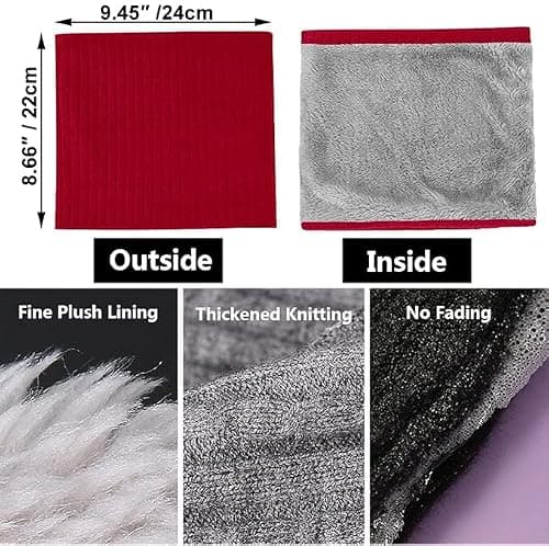 ehsbuy Fleece Neck Warmer Thermal Snoods Unisex Thick Winter Cold Weather Knitted Circle Scarf for Cycling Motocycle Sports (Red) — view 5