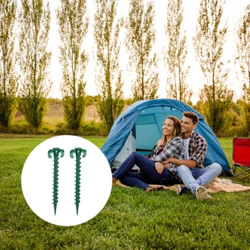 10 Pack Heavy Duty Tent Pegs Plastic Ground Pegs Heavy Duty Screw in Ground Stakes Camping Pegs Tent Peg for Camping Awning Garden Hiking Beach Outdoor Green — view 6