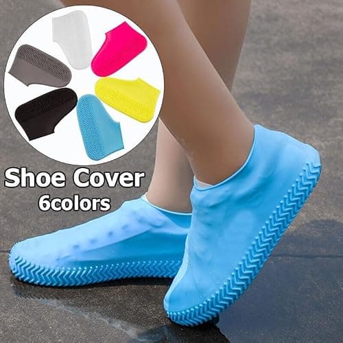 Boolavard Silicone Waterproof Shoe Covers, reusable upgraded overshoes with waterproof zipper, Resistant Rain Boots Non-Slip Washable Protection for Women, Men (L, Yellow) — view 2