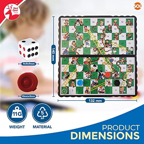 SOL Snakes and Ladders Travel Game - Magnetic Mini Board Game, Foldable — view 2