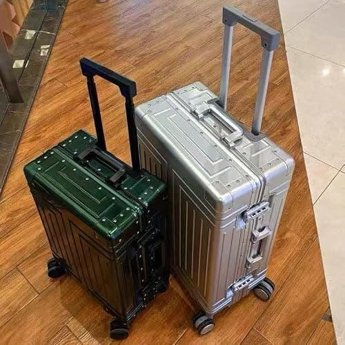 Starlake Premium Aluminum Suitcase 28'', Metal Shell Zipperless Luggage with Spinner & Removable Wheels, Size 77cm*46cm*28cm,13.5lb, Includes 2 Spare Wheels & TSA Key (Silver) — view 3