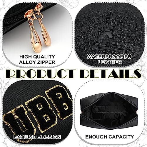 Pinkunn 2 Pcs Wifey Hubby Makeup Bag Bride Patch Cosmetic Bag Mrs Travel Toiletry Purse White Letter PU Leather Waterproof Pouch Wedding Bridal Shower Honeymoon Gift for Women Party Organizer — view 4
