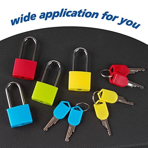 Belerry 4 Pcs Long Handle Suitcase Locks with Keys, 4 Colors Luggage Padlocks for Travel School Gym, Multicolor Small Padlocks for Luggage Bag Case — view 4