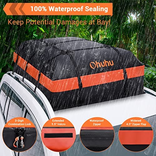Ohuhu Car Roof Bag, 21 cu ft/ 595 L Roof Box for Car with/without Roof Rack — view 6