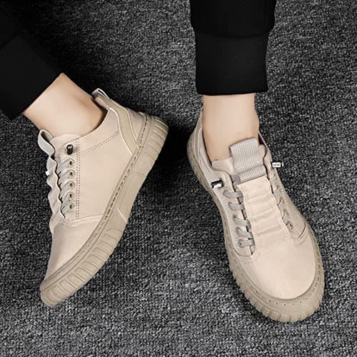 Men's Canvas Trainers Slip on Wide Width Casual Sneaker Comfy Outdoor Travel Walking Shoe Fashion Non Slip Sport Jogging Shoes Business Holiday Trainer (Khaki, 8) — view 4