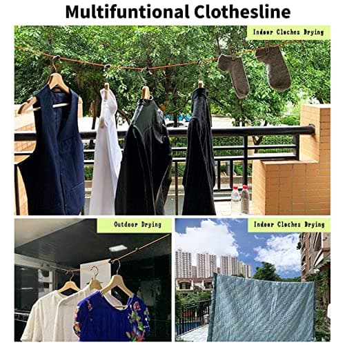 QeeHeng Camping Retractable Clothesline,Portable Clothesline,Outdoor Clothesline,Travel Clothesline,32.8ft With Windproof Clothespins,10 Clothespins — view 5