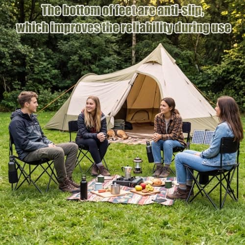 Karenhi 4 Pack Tripod Camping Chairs Folding Lightweight, Portable 3 Legged Tripod Stool Seat with Backrest and Cup Pocket, Small Golf Chair Compact for Adults Fishing Camping — view 6