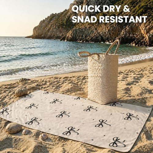 Olivia Rocco Beach Towels Extra Large Super Soft Quick Dry Sand Resistant Travel Pool Towel Lightweight Summer Holiday, Bows — view 4