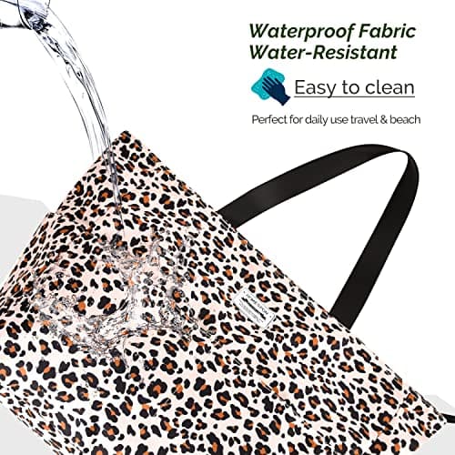 HOMESPON Large Waterproof Beach Bag for Women, Zippered Pool Tote — view 5