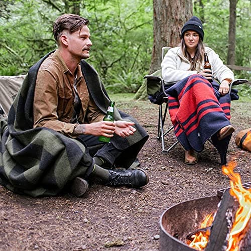Arcturus Backwoods Wool Blanket - 4.5lbs, Warm, Heavy, Washable, Large | Great for Camping, Outdoors, Survival & Emergency Kits (Olive Green Buffalo) — view 5