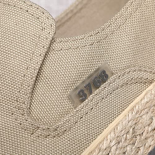Mens Hiking Shoes Breathable Solid Color Korean Version Casual Comfortable Lightweight Linen Sole Sneakers Khaki — view 4