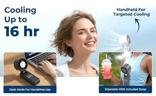 DIY TECH UK - CoolBlast Ice - 4 in 1 Handheld Rechargeable Fan - With Cooling Plate - Hand Held Folding Portable Fan - USB Battery Powered Mini Desktop Desk For Home Office Bedroom - Grey — view 5