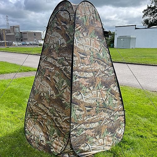 Crystals Pop Up Tent, Privacy Camping Toilet Tent Waterproof Anti-UV for Outdoor Fishing Beach Shower Toilet with Carrying Zippered Bag, Instant Quick Setup, Camouflage — view 6