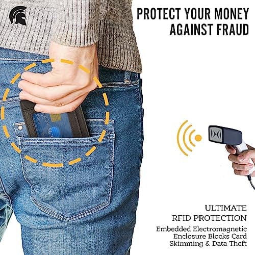POWR Mens Wallet, Slim Wallet RFID Blocking Minimalist Credit Card Holder, Holds up to 7 Cards and Bank Notes, Ideal for Travel — view 4