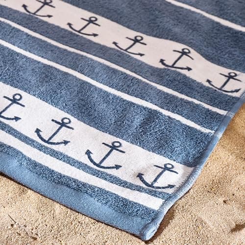 Catherine Lansfield Anchors 90x180cm Cotton Extra Large Beach Towel Blue — view 2