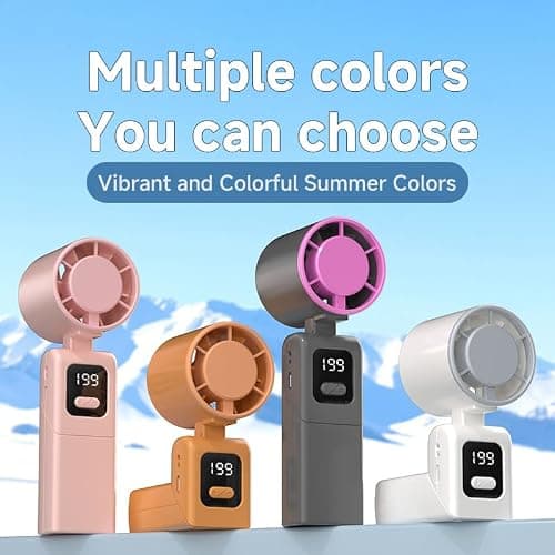 WJCYYDS Hand Held Fan,Portable Handheld USB Rechargeable Fans with 199 Speeds,Battery Operated Mini Fan Foldable Desk Desktop Fans with LED Display for Home Office Bedroom Outdoor Travel (Orange) — view 3