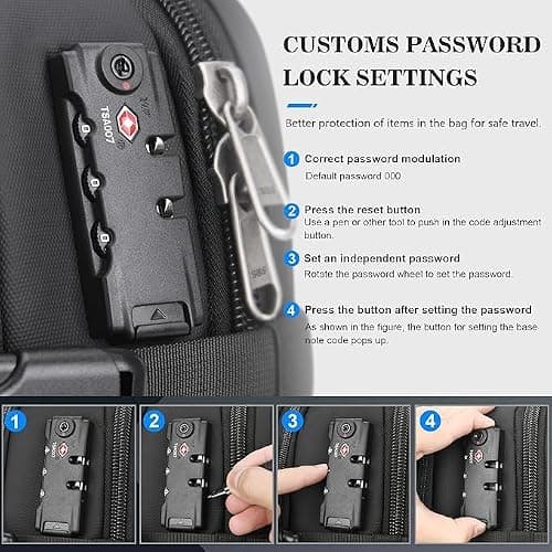 LOKASS Vacuum Seal Compression Travel Backpack 60L Expandable, Anti Theft Travel Cabin Bag, Water Resistant Carry on Backpack, School Rucksack Gift for Men and Women, Black — view 5