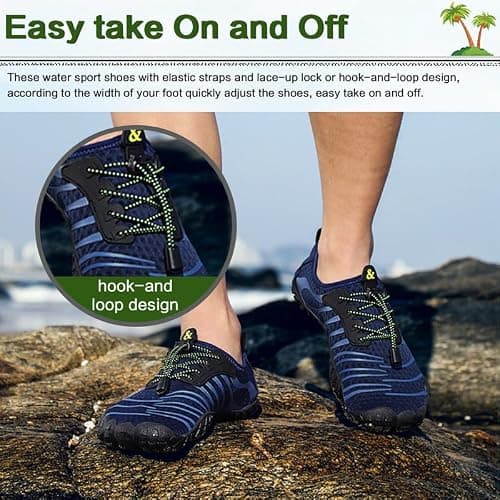 Blue Lightweight Quick Dry Barefoot Beach & Sea Shoes - Men's & Women's Unisex Swim & Surf Sport Diving Pool Shoes — view 5