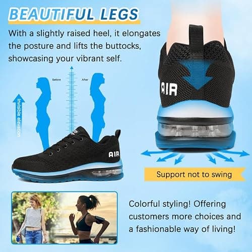 Running Shoes Womens Trainers Walking Shoes Air Cushion Athletic Sneakers Ladies Breathable Mesh Sport Shoes Lightweight Non Slip Tennis Shoes Workout Casual Gym Jogging Shoes — view 6