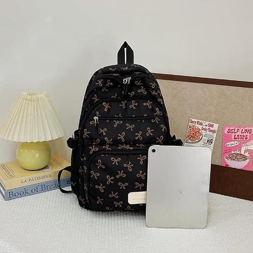 HiTotes School Bag for Girls Cute Backpack Preppy School Backpack Set Bow Girls Schoolbag Kawaii Rucksack for Teenage Secondary School — view 4