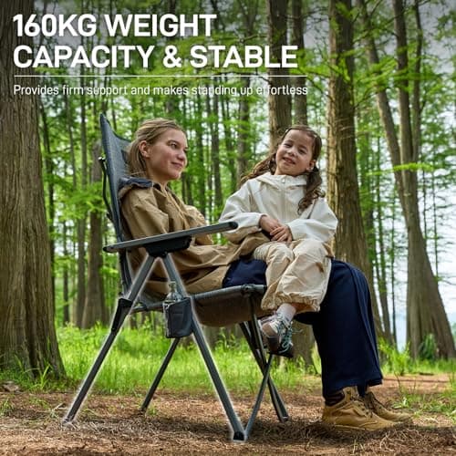 EVER ADVANCED Stretch Mesh Reclining Camping Chair for Adults 160KG Grey — view 6