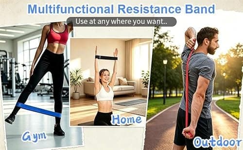 Resistance Bands Set of 5, TPE Elastic Bands with 5 Resistance Levels (Light to X-Heavy)，Suitable for Men and Women, Home Gym, Yoga, Pilates, Stretching and Physio Therapy — view 3