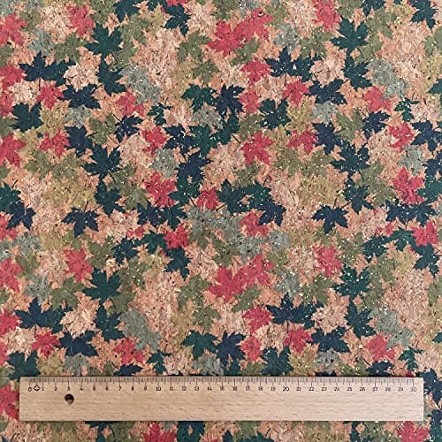 Natural Cork PU Vinyl Leather Fabric Crafts Bags Accessories Yoga Mats Decor Furnishing Upholstery Material | 52" - 132 cm Wide | per Half Metre (Maple Leaf Red) — view 4